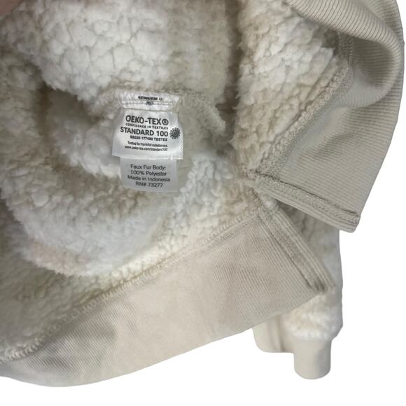 Sonoma Women's Size Large Sherpa Tan Cream Sherpa Hooded Sweater - Picture 6 of 9